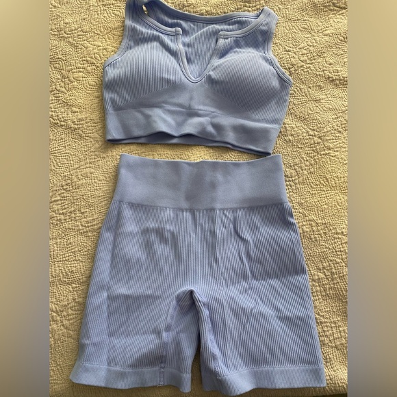 Light Blue Ribbed Two-Piece Set - Picture 1 of 1